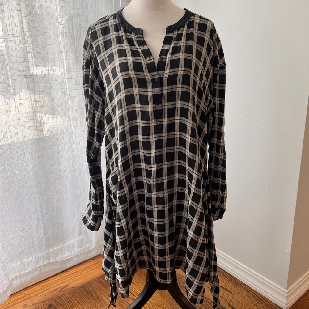 Rag & Bone black plaid long and oversized 100% COTTON tunic